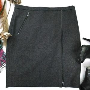 J. Crew Charcoal Wool Pencil Skirt with Zipper Accents Sz 12
